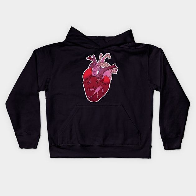 Red Anatomical Heart Kids Hoodie by tesiamarieart
